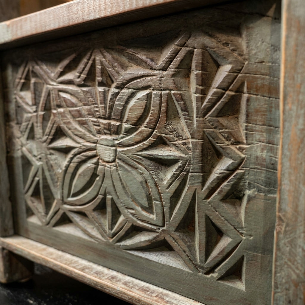 WS23 - Reclaimed Wood Carved Front Chest