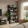 WS 31 - Live Edge Acacia Black Finish on Metal Frame Bookshelf