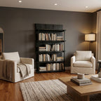 WS 31 - Live Edge Acacia Black Finish on Metal Frame Bookshelf