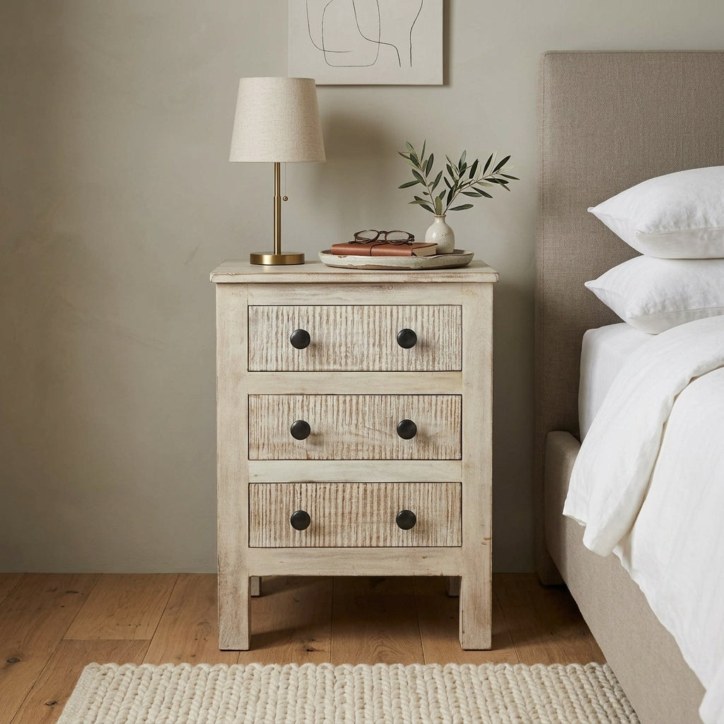 WS37NS - Solid Distressed Painted Night Stand