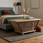 WS44 - Solid Wood Antique Panel Storage Chest / Coffee Table