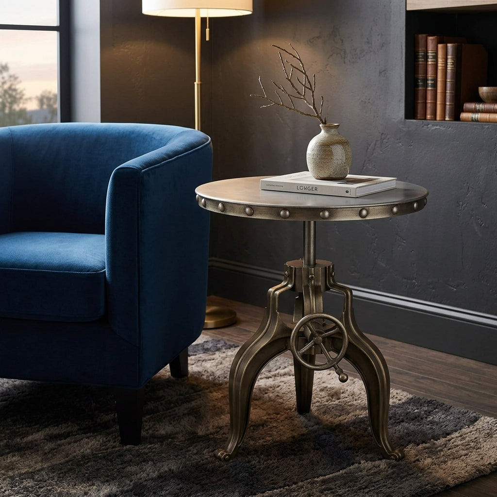 WS46 - Adjustable Height Cast Iron Side Table