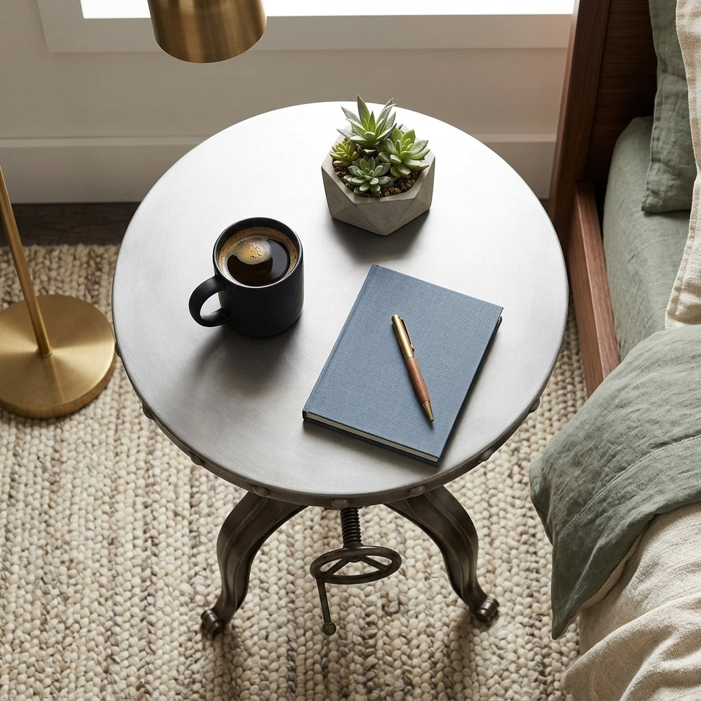 WS46 - Adjustable Height Cast Iron Side Table