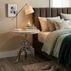WS46 - Solid Wood Top with Iron Base Side Table