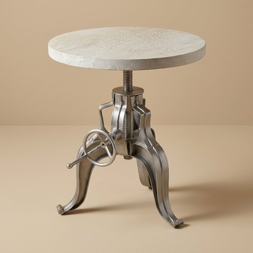 WS46 - Solid Wood Top with Iron Base Side Table