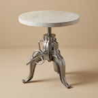 WS46 - Solid Wood Top with Iron Base Side Table