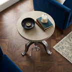 WS46 - Solid Wood Top with Iron Base Side Table