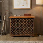 WS47 Reclaimed Wood Carved Antique Panel Storage Chest / Bench