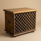 WS47 Reclaimed Wood Carved Antique Panel Storage Chest / Bench
