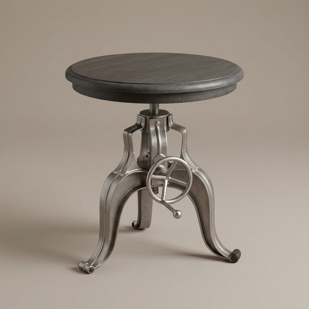 WS48 - Adjustable Crank Iron Base Side Table