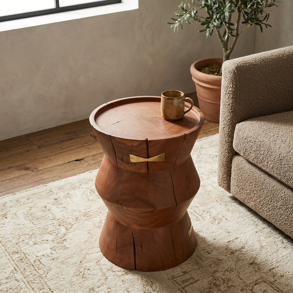 WS522 - Solid Acacia Block Side Table