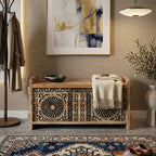 WS64 - Solid Wood Carved Storage Chest / Bench
