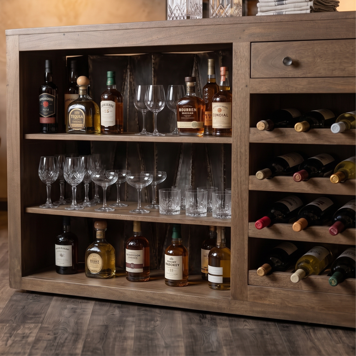 BC64 - Solid Wood Metal Fitted Front Bar / Counter