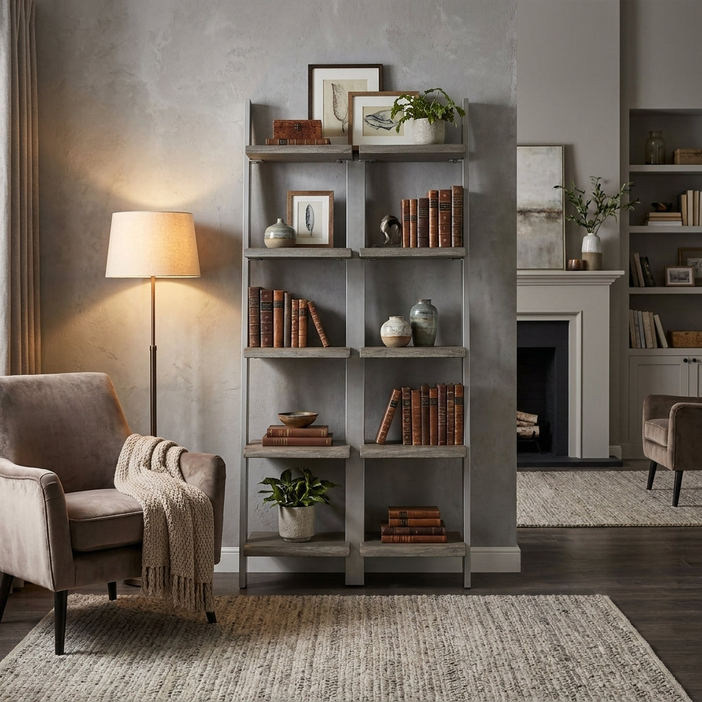 WS71 - Acacia Bookshelf on Metal Frame