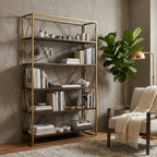 WS8 - Acacia on Metal Frame Bookshelf