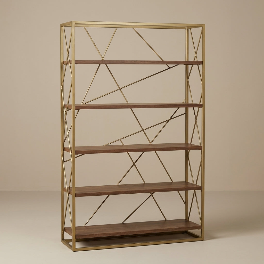 WS8 - Acacia on Metal Frame Bookshelf