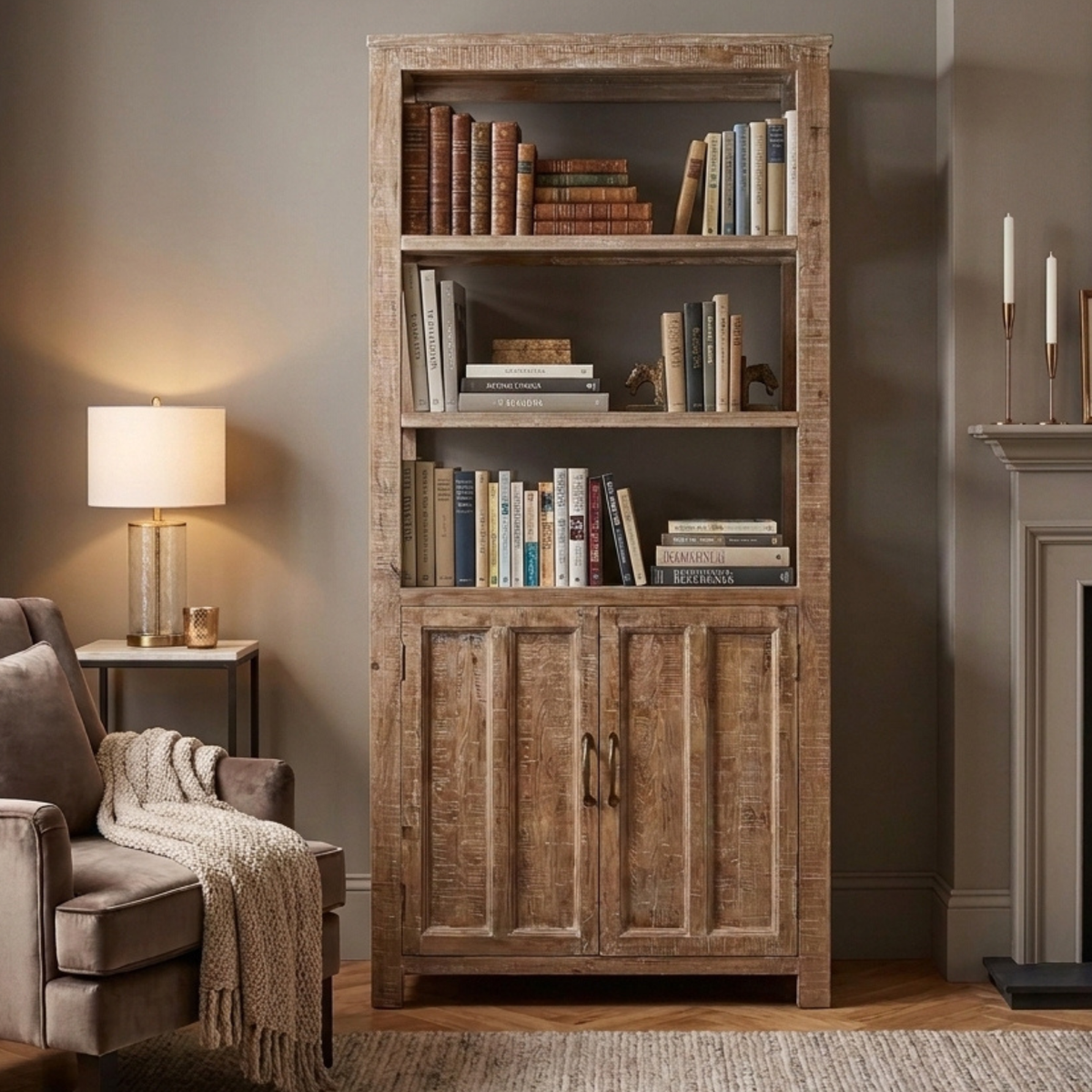 WS88 - 2 door Open Shelves Cabinet