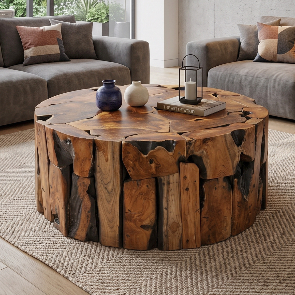 WS9 - Teak Root - Rounded Coffee Table