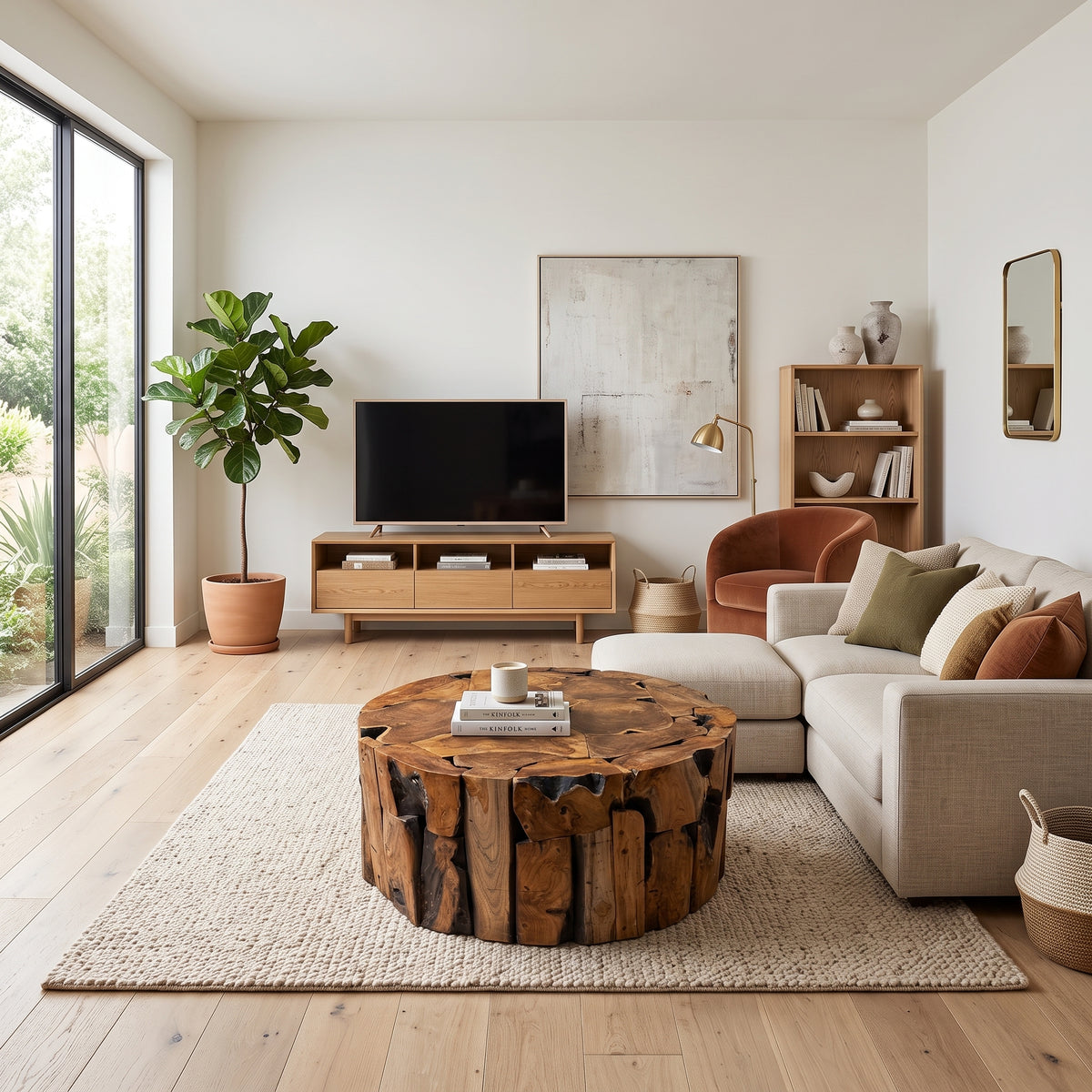 WS9 - Teak Root - Rounded Coffee Table