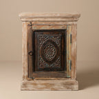 WS91 - Reclaimed Wood Carved Antique Door Night Stand