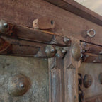 WS36 - Antique Handcrafted Wooden Door with Rustic Metal Detailing