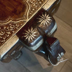 WS141 - Solid Wood Brass Fitted Carved Elephant Stool