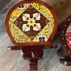 WS153 - Solid Wood Fitted Hand Painted Tile Stool